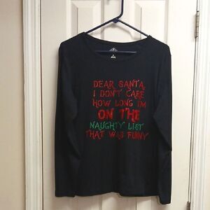 🩷ST JOHN'S BAY Women's XL Black pullover shirt w/long sleeves. Whimsical saying